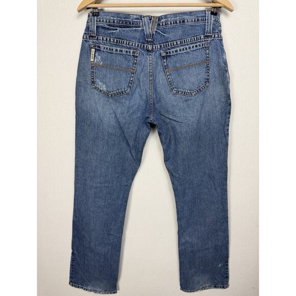 Cinch Men's Denim Jeans Sz 33x36 (34) Distressed Grunge Work Cowboy Straight Leg - Picture 14 of 16